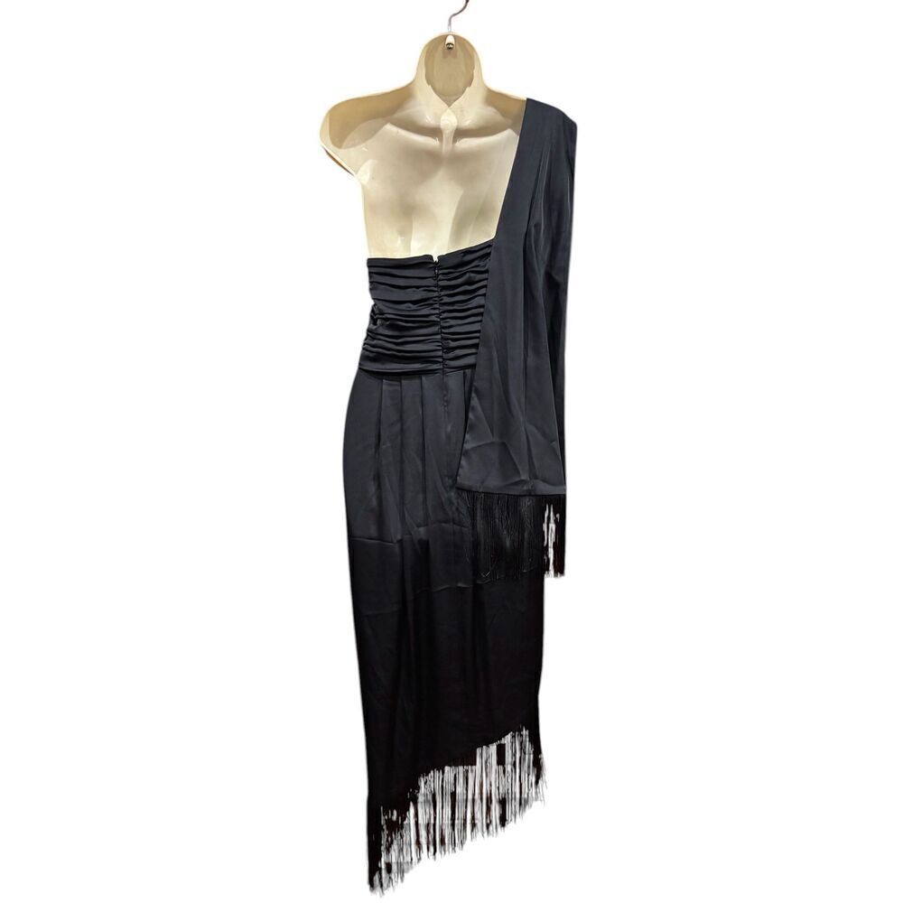 Kay Unger MARTINE FRINGE DRESS in Black NWT Size 10 - Picture 5 of 7